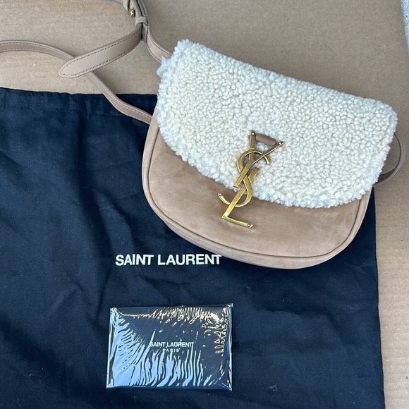 YSL Suede Shearling Small Kaia Satchel - Picture 1 of 8